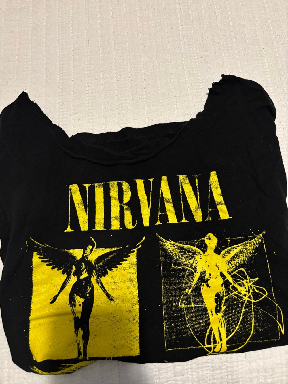 NIRVANA Black Tee with Yellow Angel Graphics